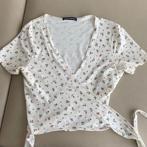 Brandy Melville crop wrap shirt